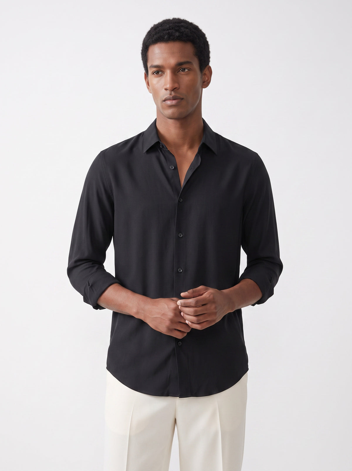 Solid Non-Iron Fluidic Black Shirt