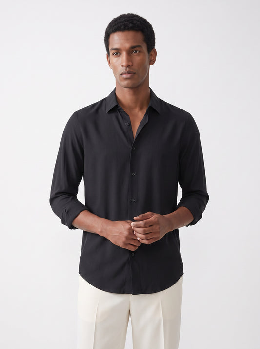 Men's Wrinkle Free 4-Way Stretch Solid Formal Shirt