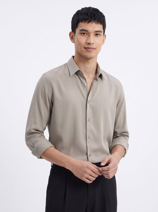 Men's  Wrinkle Free 4-Way Stretch Solid Formal Shirt
