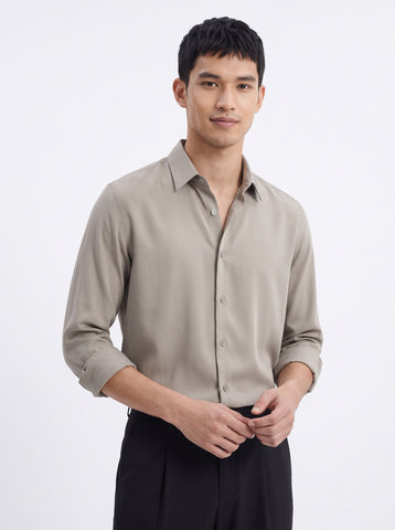 Men's  Wrinkle Free 4-Way Stretch Solid Formal Shirt
