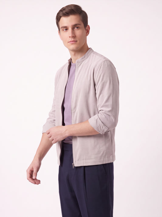 Men's LightGrey 2-Way Stretch  Casual  Shacket