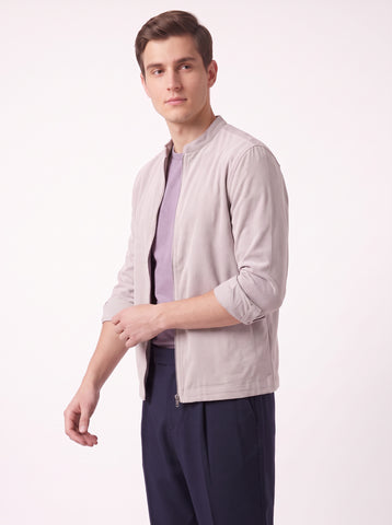 Solid Micro Corduroy Stretch Light Grey Shacket