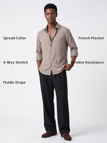 Men's  Wrinkle Free 4-Way Stretch Solid Formal Shirt