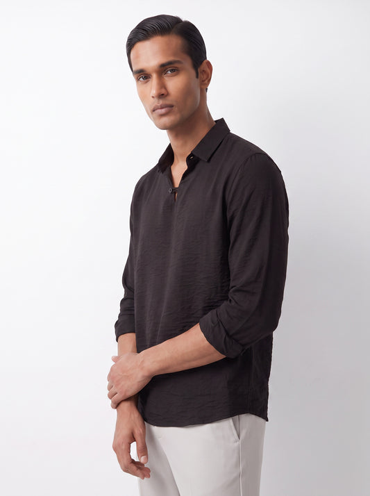 Men's Black Breathable Non-Iron Smart Casual Shirt