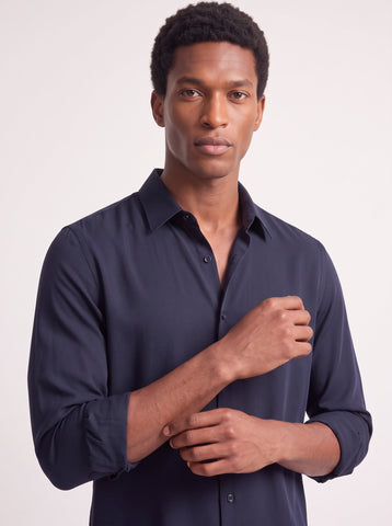 Solid Non-Iron Fluidic Navy Shirt
