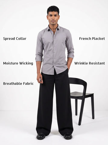 Solid Airy Non-Iron Grey Shirt