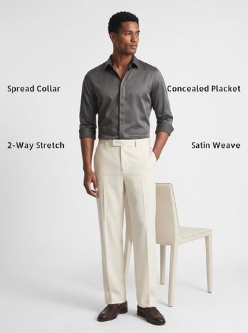 Men's Satin 2-Way Stretch Solid Formal Shirt