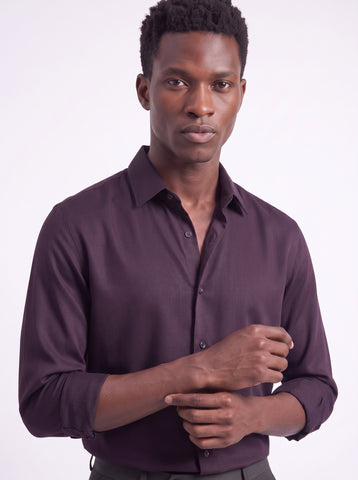 Men's  Wrinkle Free 4-Way Stretch Solid Formal Shirt