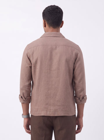 Solid Airy Linen Taupe Shacket