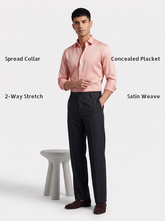 Pink Solid Formal Designer Shirt For Men by HE SPOKE