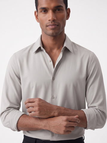 Solid Non-Iron Fluidic Light Grey Shirt