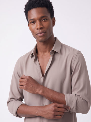 Men's  Wrinkle Free 4-Way Stretch Solid Formal Shirt