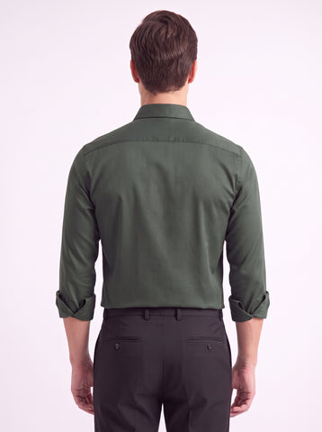 Solid Satin Stretch Forest Green Shirt