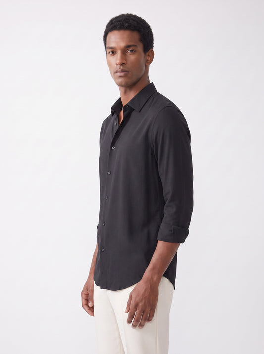 Men's Wrinkle Free 4-Way Stretch Solid Formal Shirt
