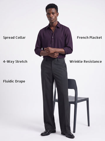 Men's  Wrinkle Free 4-Way Stretch Solid Formal Shirt