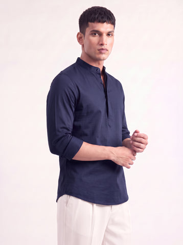 Men's Satin 2-Way Stretch Solid Ethnic Kurta