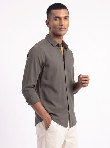 Solid Airy Non-Iron Olive Shirt